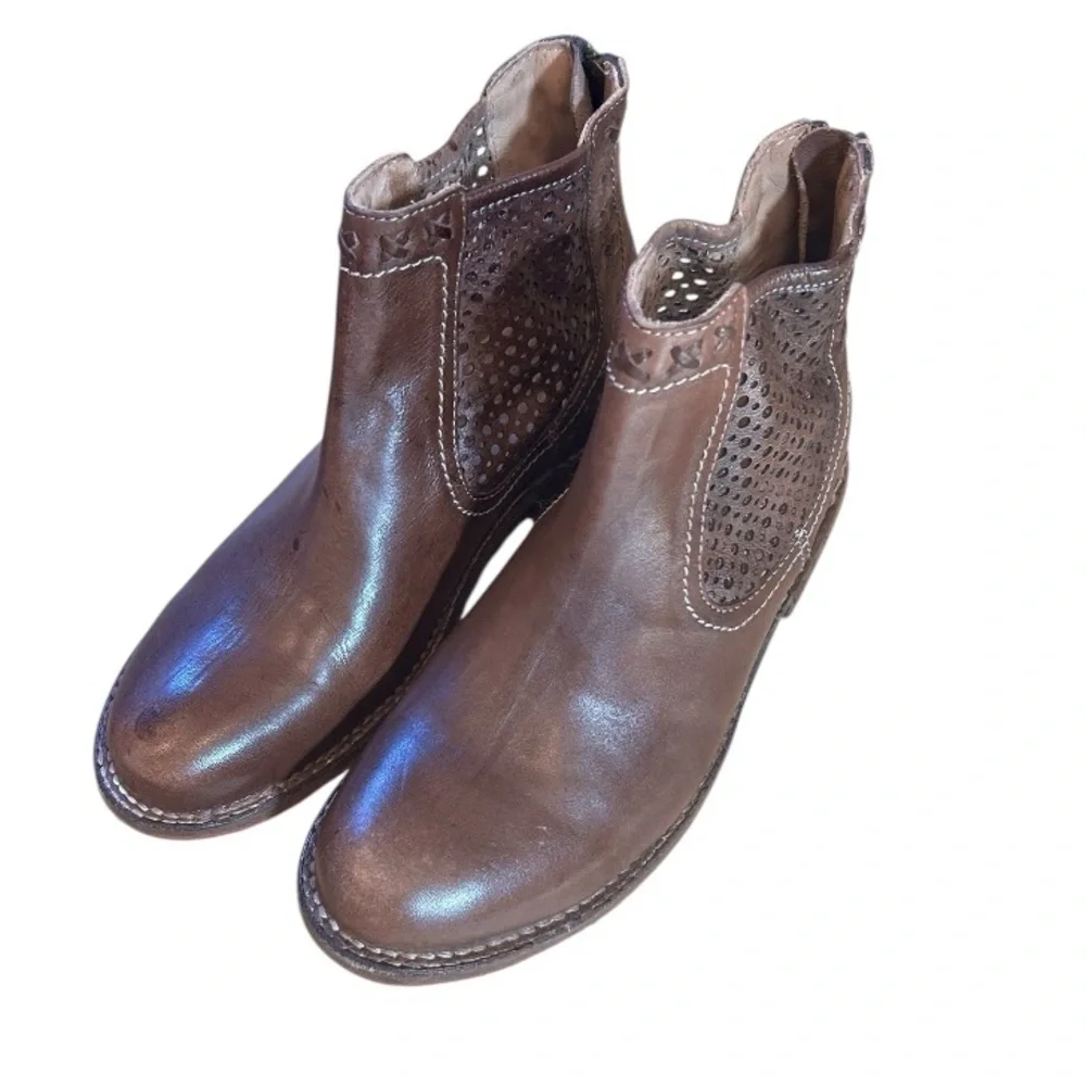 Bed Stu Women's Baylene Teak Driftwood‎ Leather Ankle Moto Bootie, Size 7